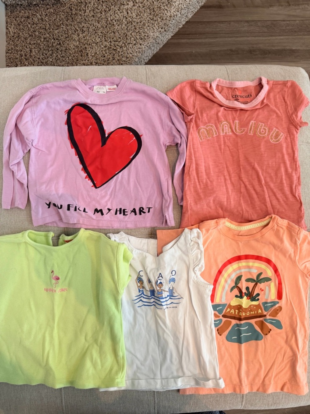 Mixed brands (Patagonia , Zara, Janie and Jack, crew) girls tops